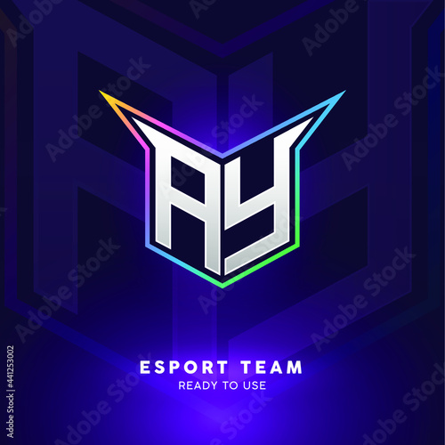 Initial AY logo design with strong shape, Logo for game, esport, initial gaming, community or business.