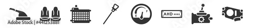 filled set of car parts icons. glyph vector icons such as car handbrake, car cowl, radiator, dipstick, petrol gauge, oil pump. vector illustration.