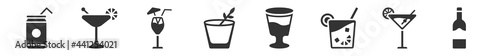 filled set of drinks icons. glyph vector icons such as soda can, martinez, lagoon, irish sour, mind eraser drink, wine bottles. vector illustration.