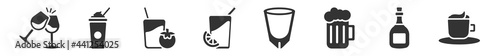 filled set of drinks icons. glyph vector icons such as wine toast, frappuccino, tomato juice, fruit juice, white russian drink, espresso. vector illustration.