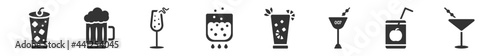 filled set of drinks icons. glyph vector icons such as tom collins, beer mug, french 75, boiling, caipiroska, manhattan. vector illustration.