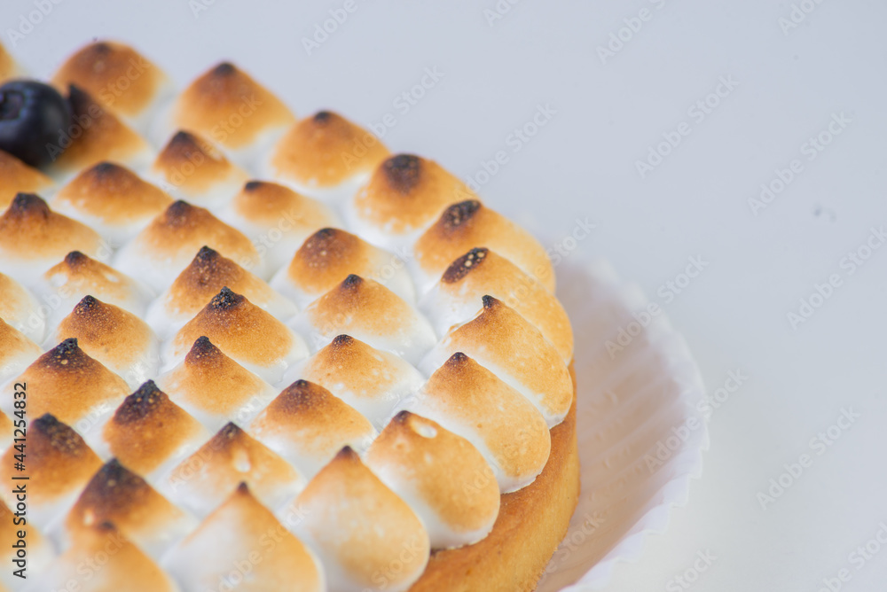 flamed apple pie coating, lemon pie, white background, mexican dessert, pastry flamed apple pie coating, lemon pie, white background, mexican dessert, pastry