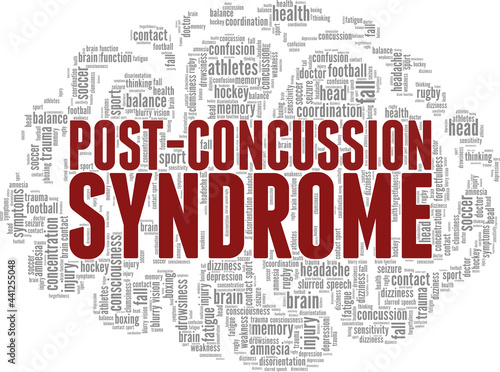 Post-Concussion Syndrome vector illustration word cloud isolated on a white background.