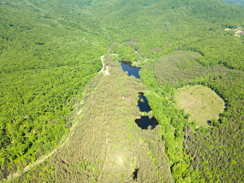 Aerial view of Sua Gabra Lakes at Lozenska Mountain, Bulgaria photo