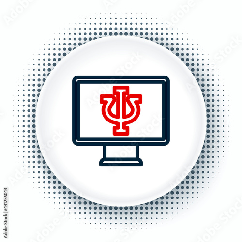 Line Online psychological counseling distance icon isolated on white background. Psychotherapy, psychological help, psychiatrist online consulting. Colorful outline concept. Vector