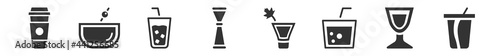 filled set of drinks icons. glyph vector icons such as frappuccino, greyhound drink, beverage, jigger, bloody mary, cola. vector illustration.