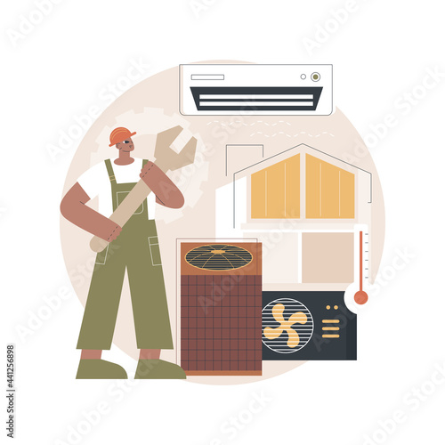 Air conditioning and refrigeration services abstract concept vector illustration. Installation, repair and maintenance of air conditioners, climate control systems equipment abstract metaphor.
