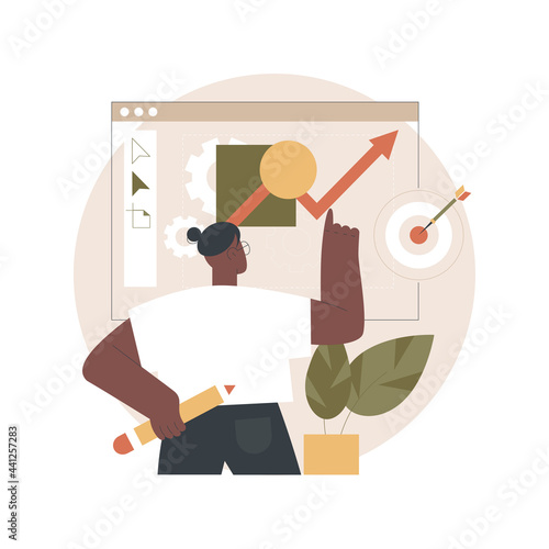 Design strategy abstract concept vector illustration. Design plan development, project idea implementation, project requirements, web and vector design, drawing software app abstract metaphor.