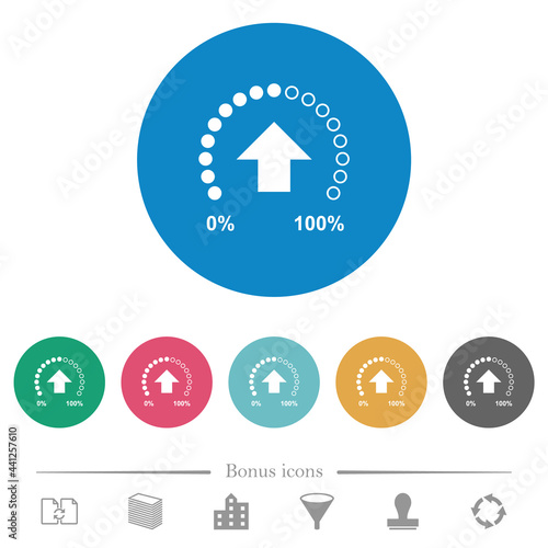 Upload in progress flat round icons