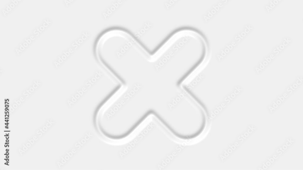 3d Cross mark neomorphism animation, No symbol on white background. 4k 3d Cross mark neomorphism animation, No symbol on white background. 4k