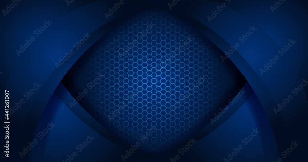 Obraz premium Dark black and blue abstract background design technology corporate business template . Minimal gradient creative page blurred cover