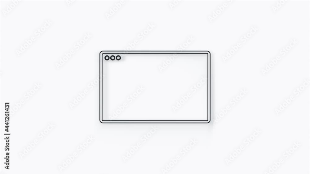 Browser window 3d icon animation isolated on white background. 4K Browser window 3d icon animation isolated on white background. 4K