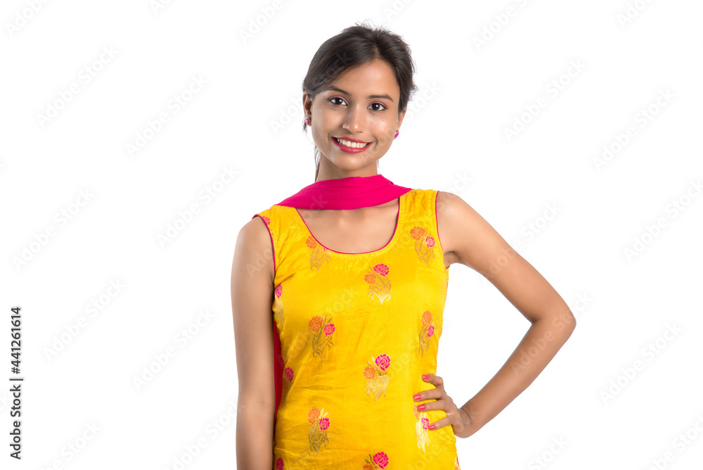 Portrait of beautiful young smiling girl on a white background. Portrait of beautiful young smiling girl on a white background.