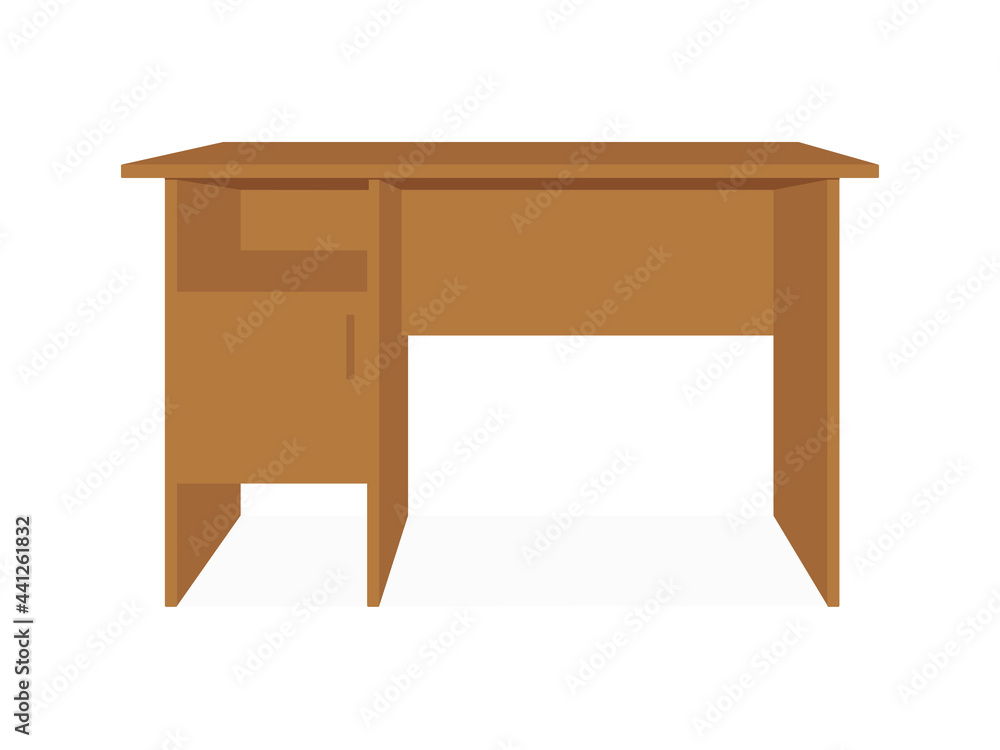Brown office desk on white background Brown office desk on white background