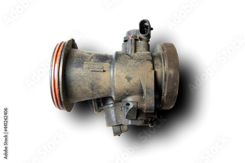 Throttle valve of the car before repair and restoration.