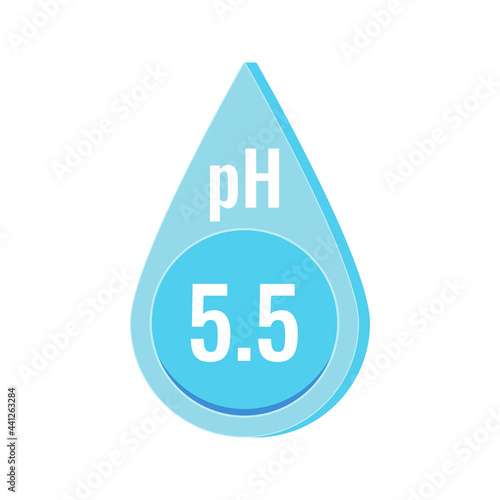 pH neutral skin balance vector icon isolated on white background. Water drop shape acidic test 5.5 value. Flat design cartoon style illustration.