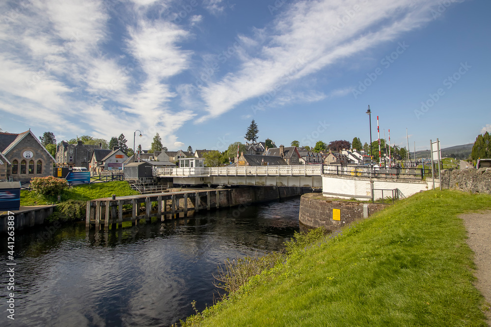 The town of Fort Augustus at the southern end of Loch Ness in the Scottish Highlands, UK