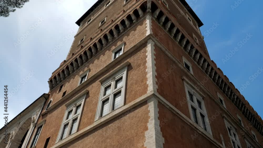 View on facade and tower of the Palazzo Venezia, Rome, Italy View on facade and tower of the Palazzo Venezia, Rome, Italy