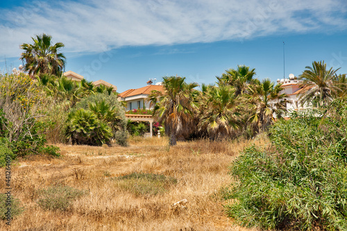 Typical Cypriot residential architecture in Ayia Napa, Cyprus.