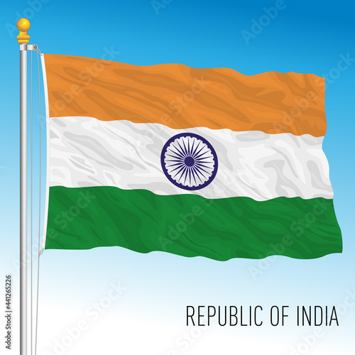 India official national flag, asiatic country, vector illustration photo