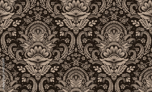 Damask seamless pattern element. Vector floral damask ornament vintage illustration. photo