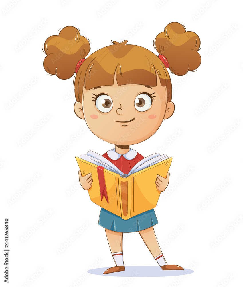 Cheerful schoolgirl holding a book Cheerful schoolgirl holding a book