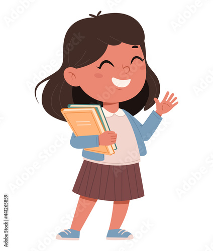 Cheerful schoolgirl with books