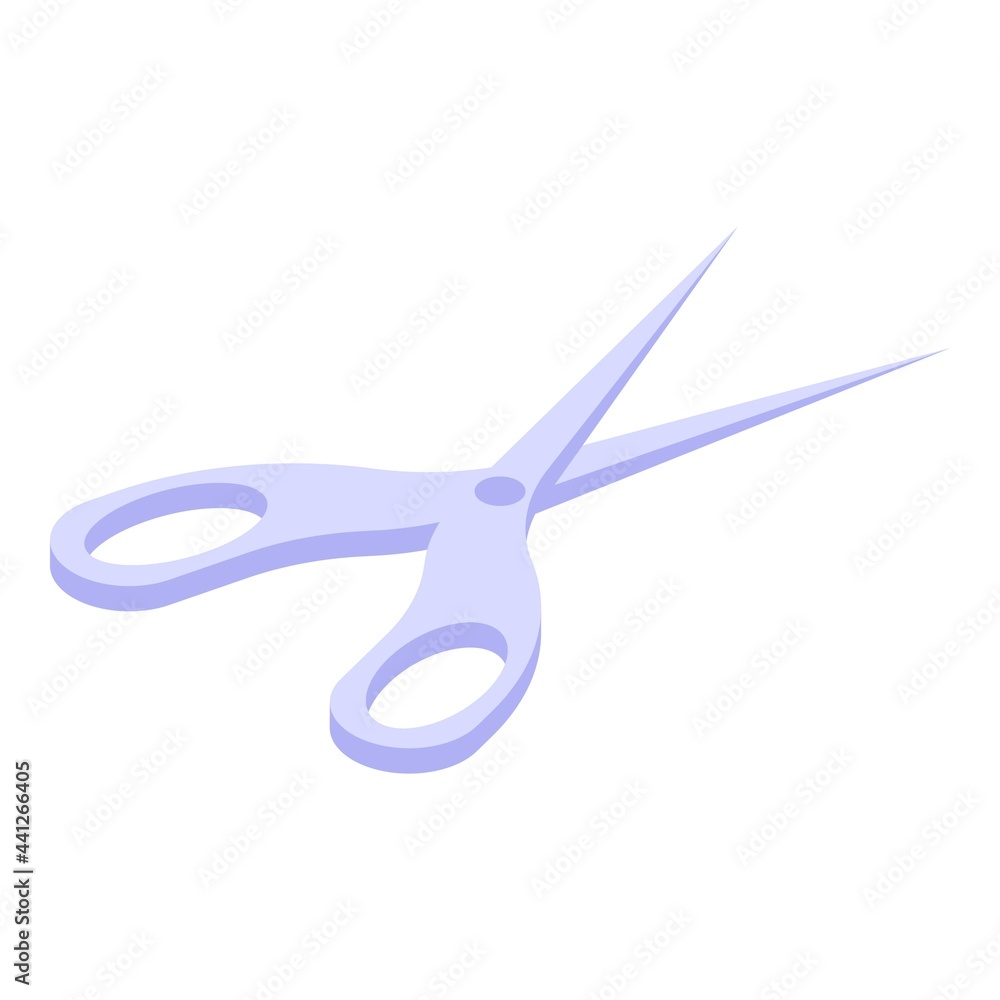 Sewing scissors icon isometric vector. Sew thread scissors. Cut pair scissors Sewing scissors icon isometric vector. Sew thread scissors. Cut pair scissors