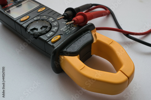 Clamp meter. It is a special type of ammeter photo