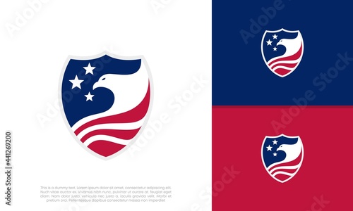 Modern American USA shield emblem icon logo symbol. Political Logo Design.	
