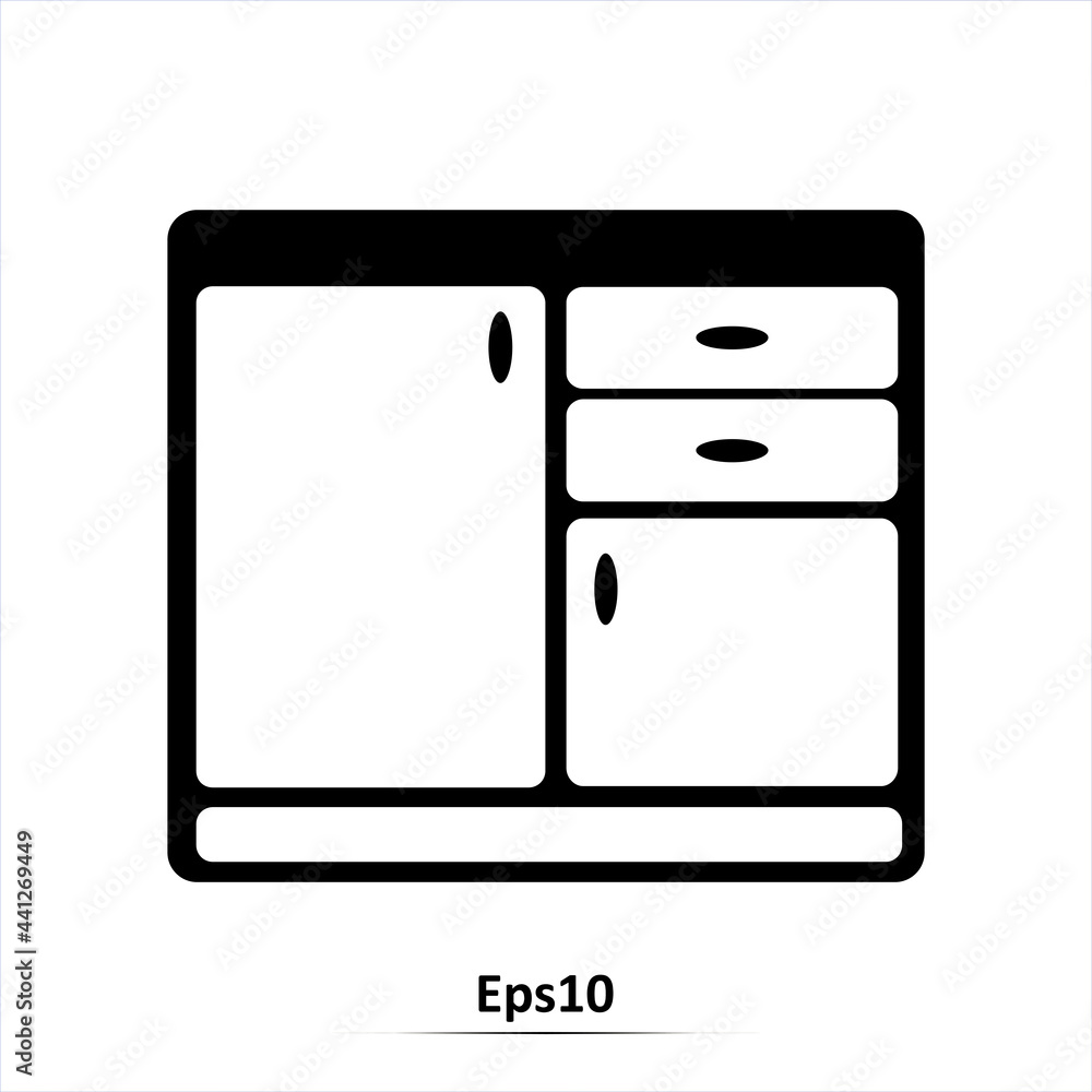 Kitchen cabinet icon. Vector illustration Kitchen cabinet icon. Vector illustration
