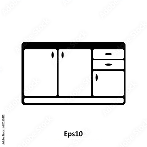 Kitchen cabinet icon. Vector illustration