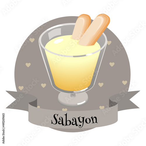 Sabayon traditional Italian dessert. Colorful illustration in cartoon style. photo