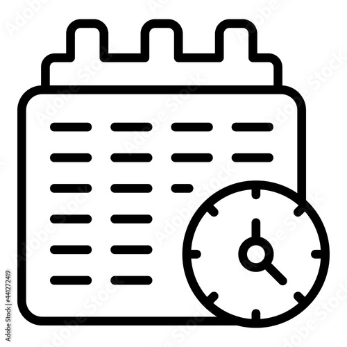 Late work calendar icon. Outline Late work calendar vector icon for web design isolated on white background