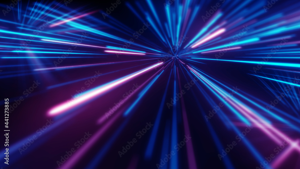 Abstract neon lines. Glowing mesh with static. cyberpunk signboard. Block chain data network. 3d rendering Abstract neon lines. Glowing mesh with static. cyberpunk signboard. Block chain data network. 3d rendering