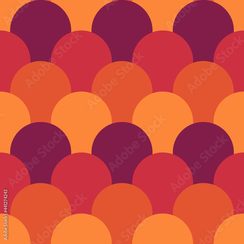 Seamless scales pattern. Japan traditional ornament. Ethnic embroidery. Repeated scallops. Fish scale. Repeat scallop shapes background. Japanese sashiko uroko motif. Squama wallpaper. Vector tiles. © funkyplayer