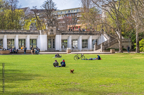 Photography Rudolph Wilde Park with the Carl-Zuckmayer bridge in Berlin, Germany