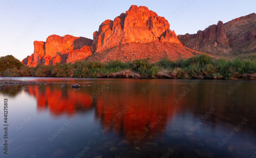 Salt River with sunset reflections just outside Phoenix