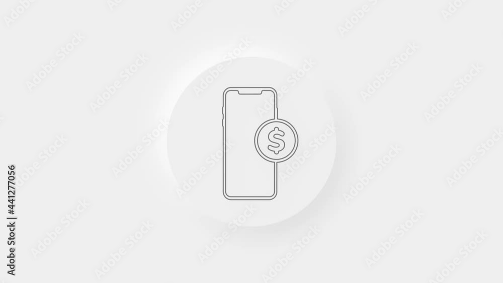 Smartphone with dollar symbol icon isolated on white background. Online shopping concept. Financial mobile phone. Online payment. 4K Smartphone with dollar symbol icon isolated on white background. Online shopping concept. Financial mobile phone. Online payment. 4K