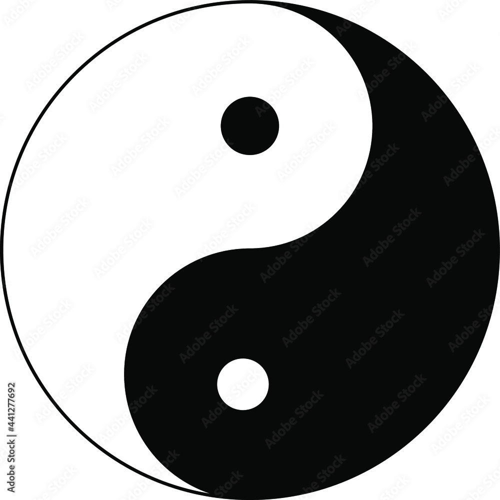 yin and yang logo in black and white