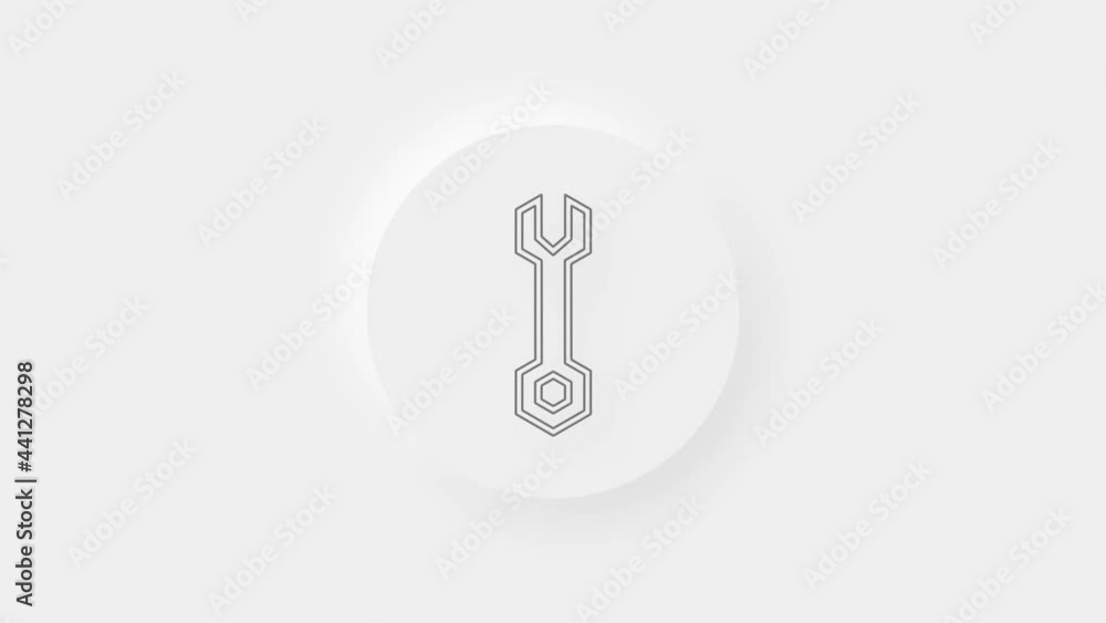 Wrench icon isolated on white background. Spanner repair tool. Service tool symbol. 4K Wrench icon isolated on white background. Spanner repair tool. Service tool symbol. 4K