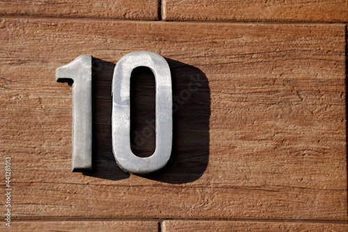 "10" metal number with spare and copy space