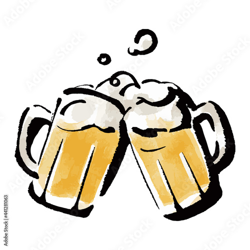 
イラスト素材：ビールジョッキ　乾杯　カラーイラスト