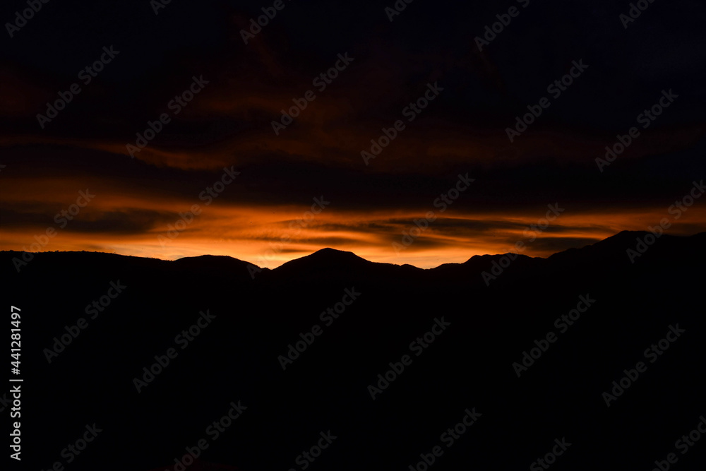 Dramatic sunset in the mountains of Autlan Jalisco 