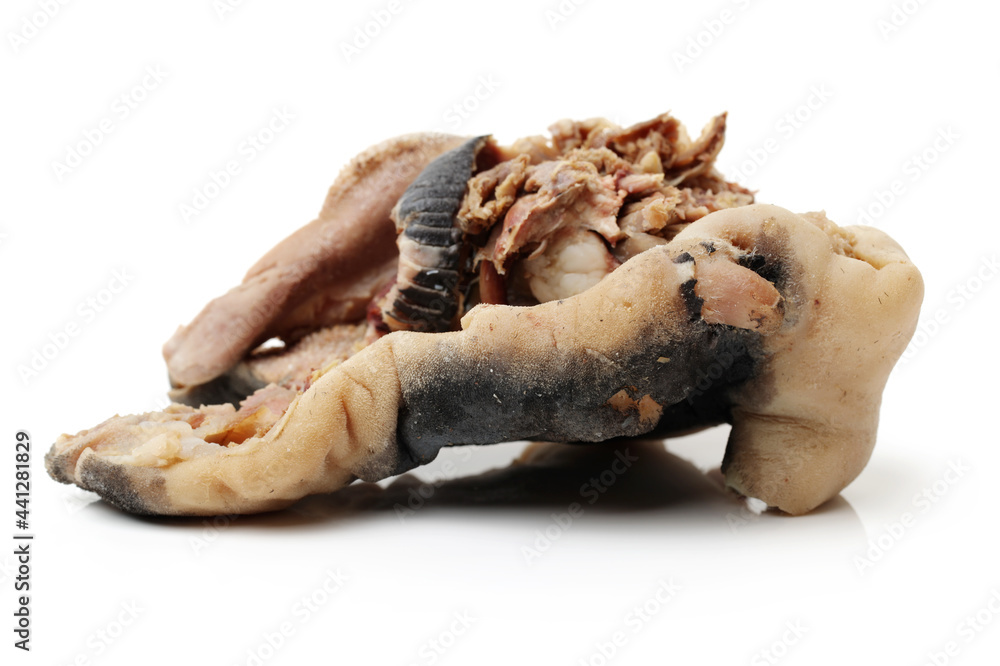 Boiled sheep's head on white background. Muslim tradition Boiled sheep's head on white background. Muslim tradition