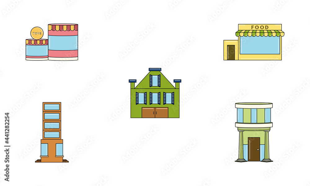 Obraz premium Set of shop buildings icons