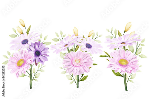 beautiful bouquets flowers illustration © lukasdedi