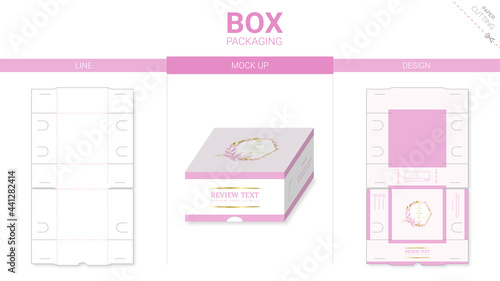 Box packaging and mockup die cut template