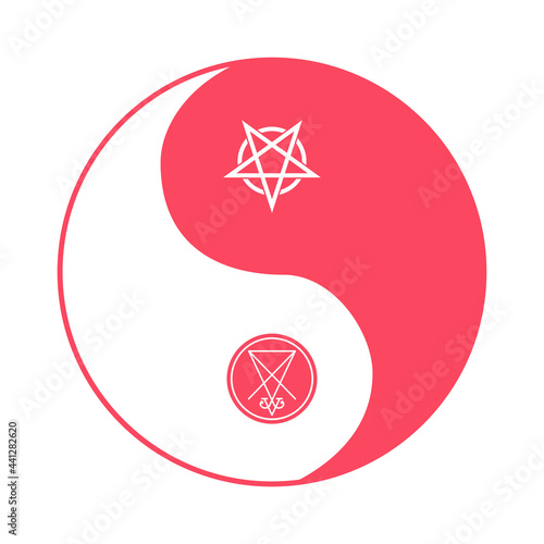 yin yang symbol design with pentagram