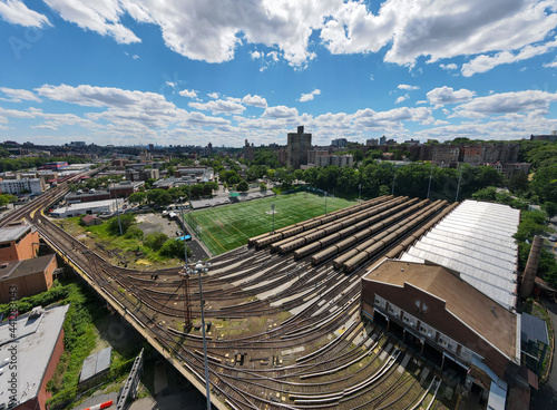 Photography Train yard. Bronx. New York. Aerial photo
